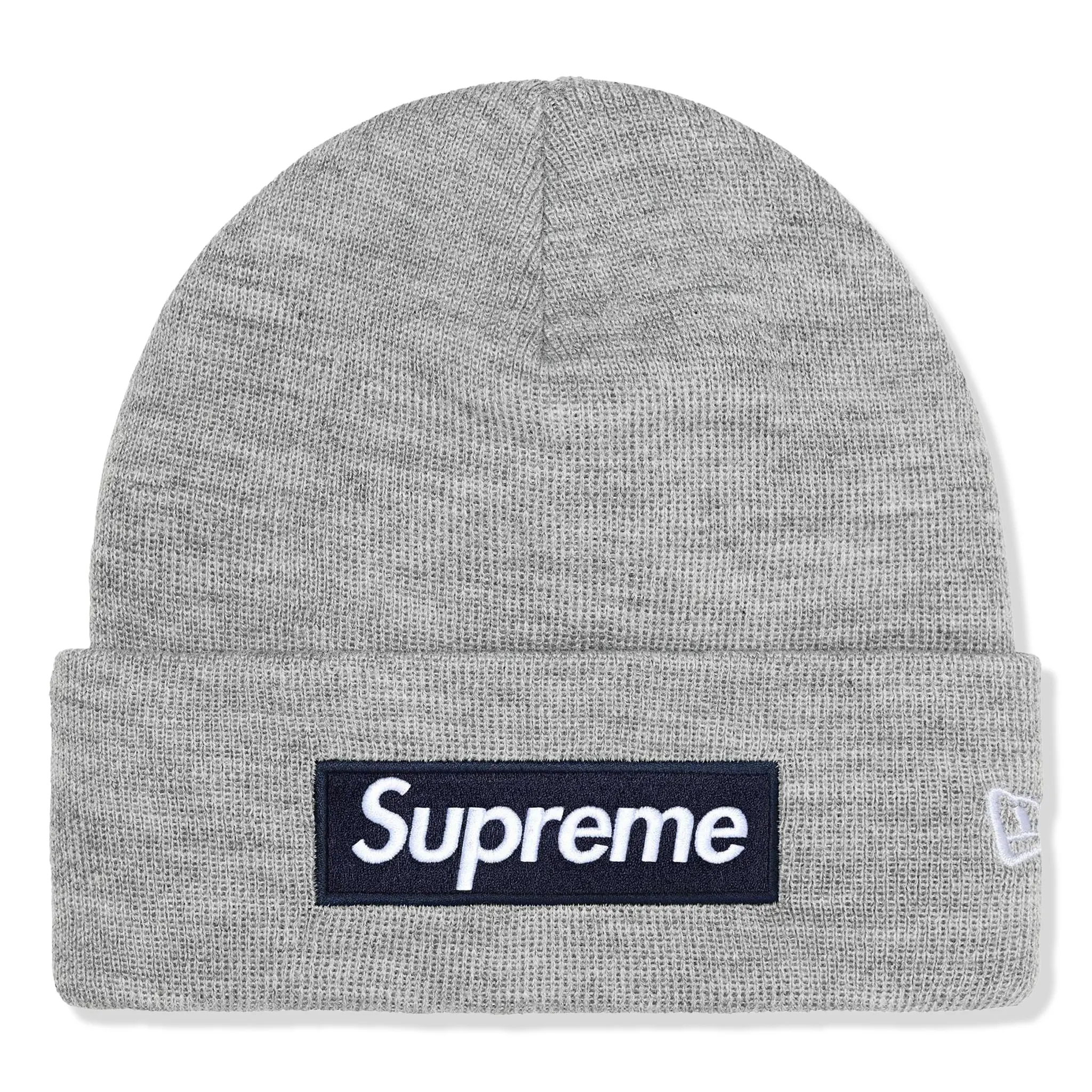 Supreme New Era Box Logo Heather Grey Beanie (FW25)