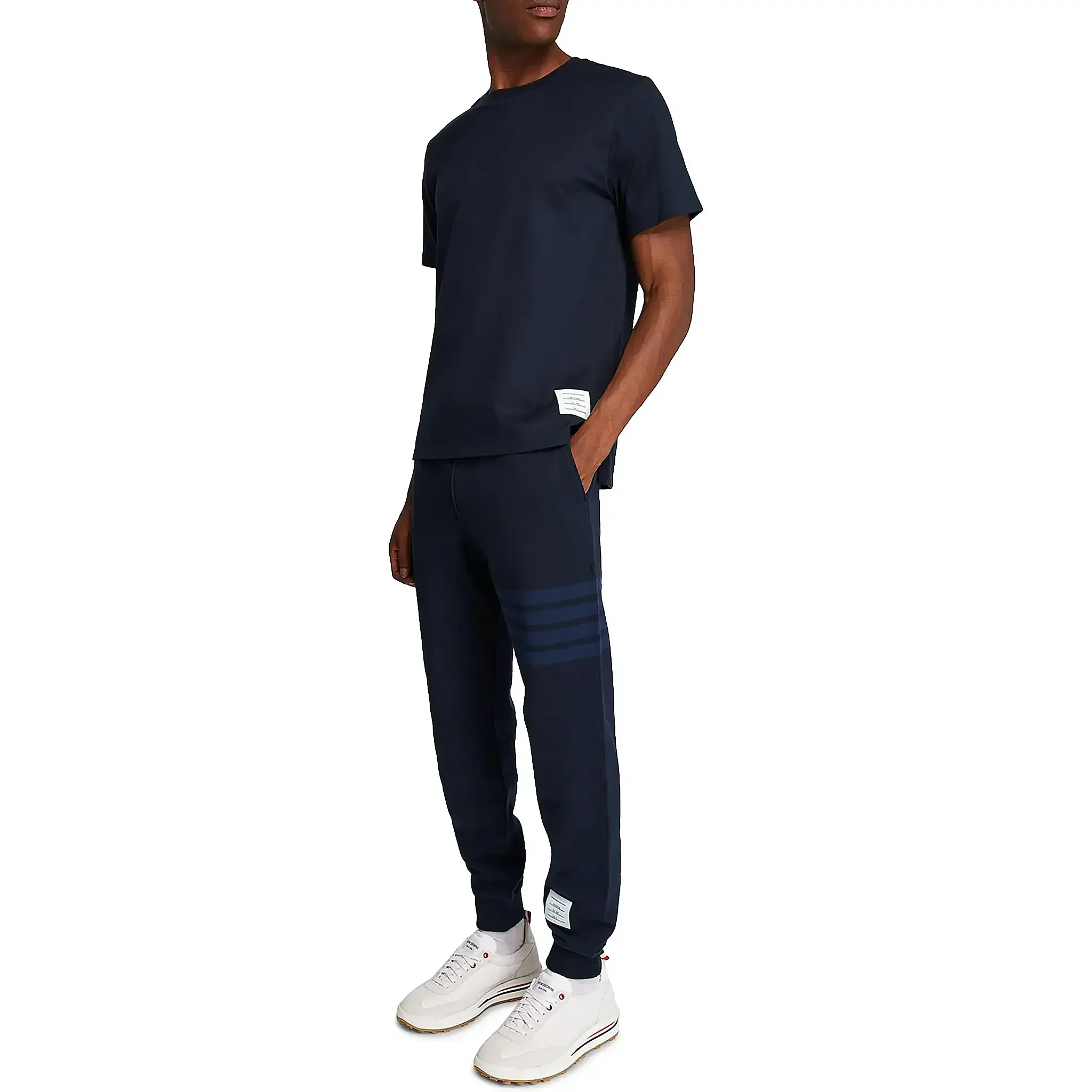 Thom Browne Classic Loopback 4-Bar Blue Sweatpants - Image 4