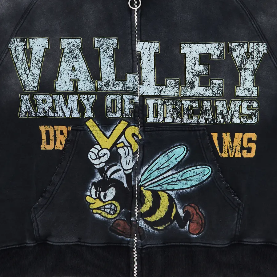 Vale Forever Valley Dreams Army Black Zip-Up Hoodie - Image 3