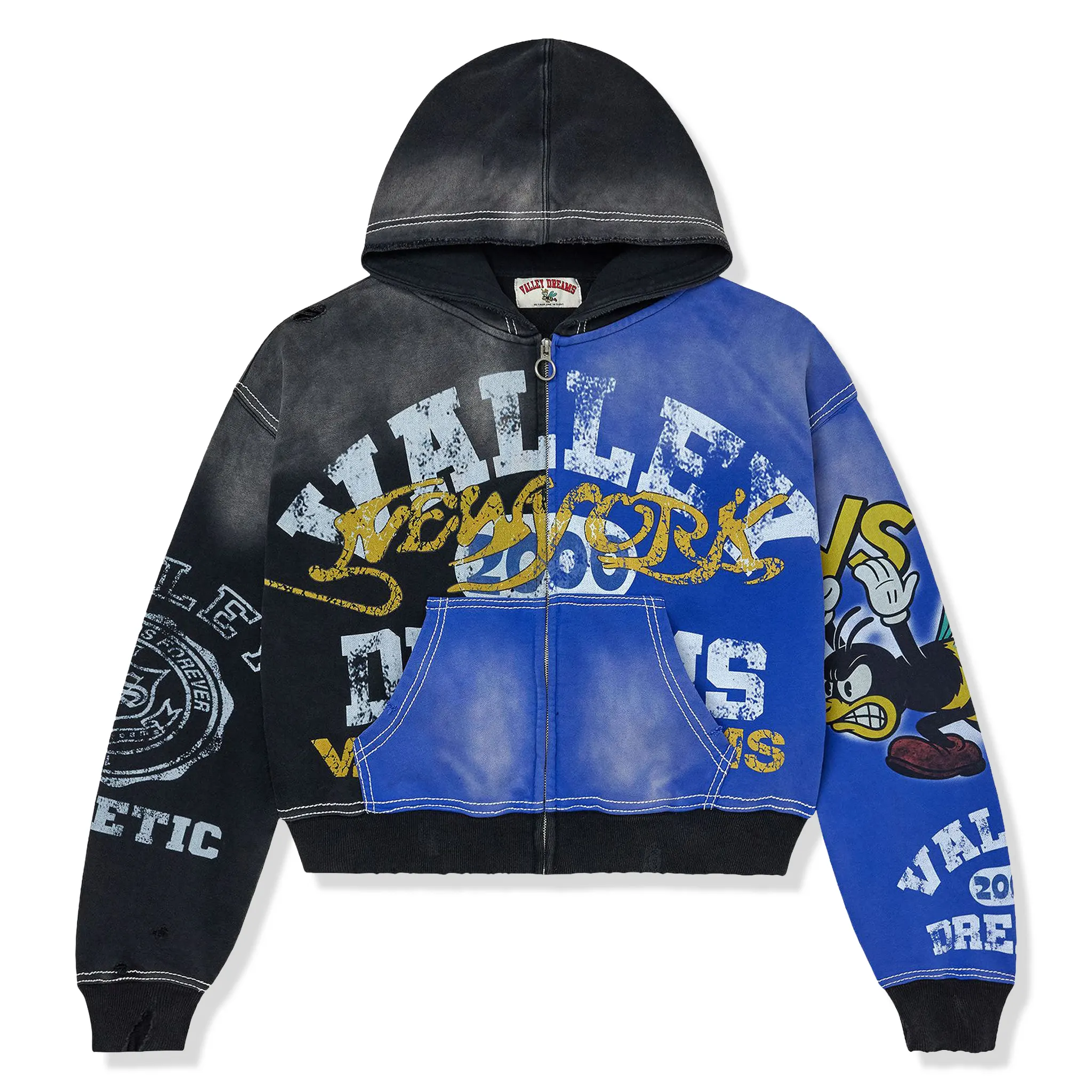 Vale Forever Valley Dreams Bipolar Black Blue Zip-Up Hoodie
