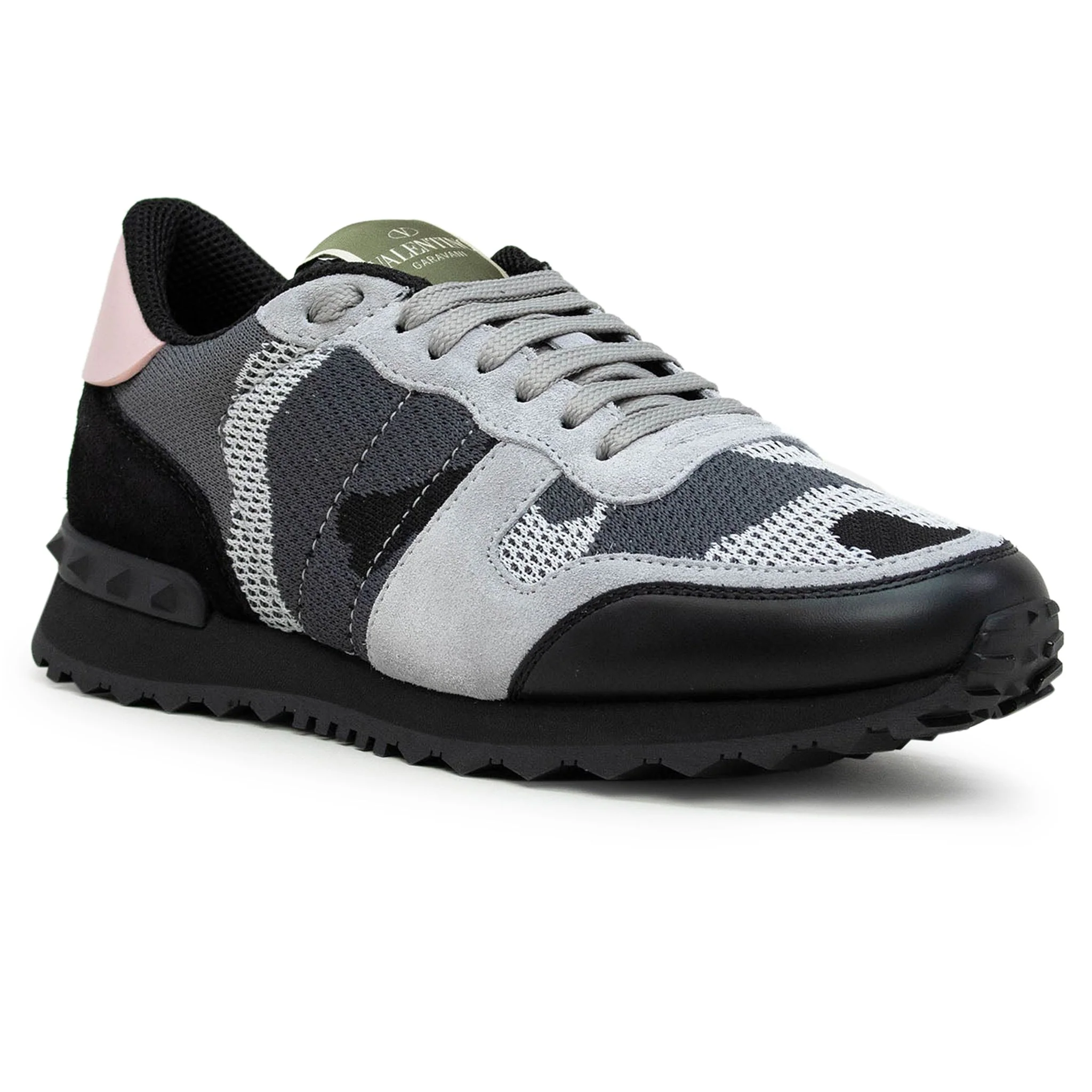 Valentino Rockrunner Camouflage Grey Black Pink Mesh Sneaker (W) - Image 2
