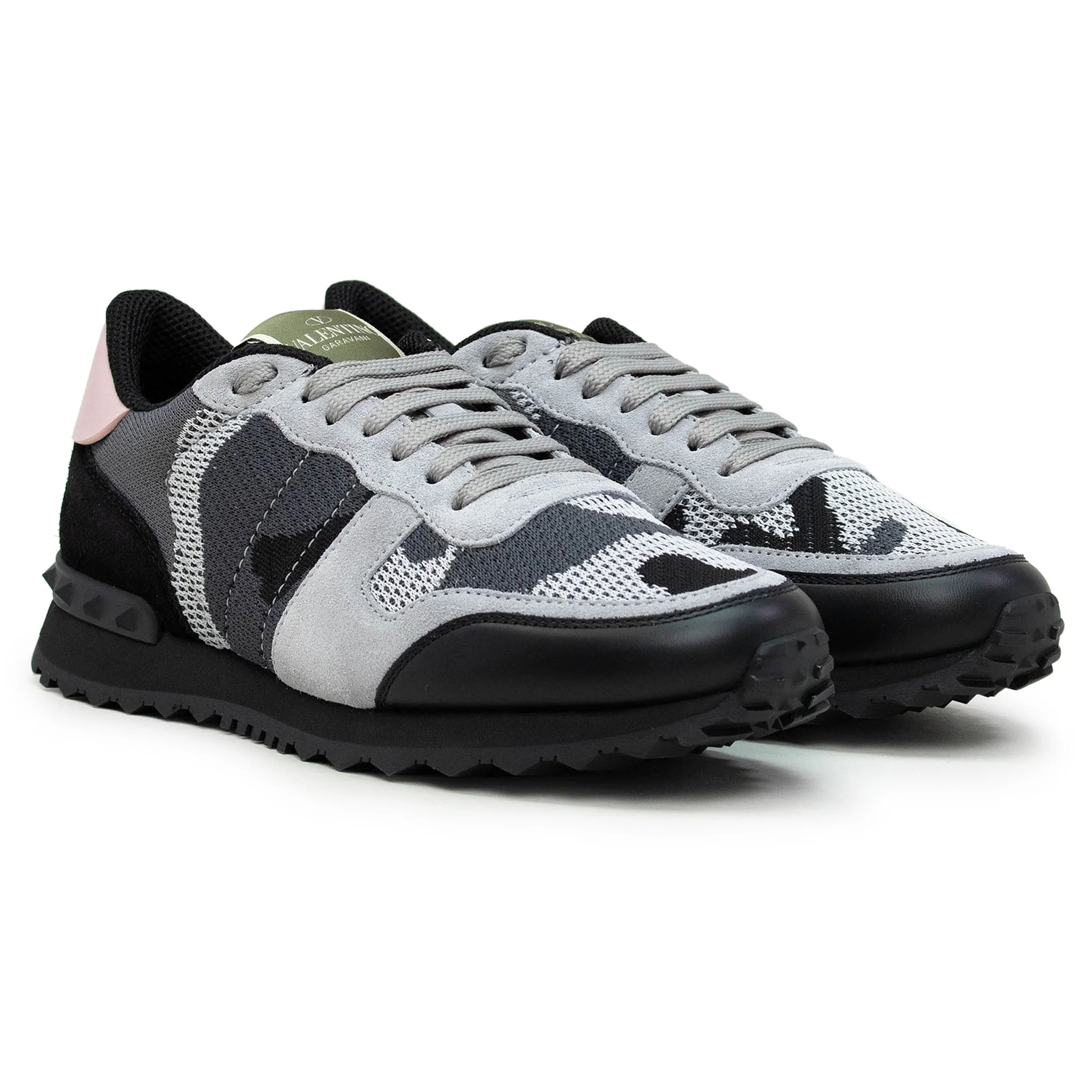 Valentino Rockrunner Camouflage Grey Black Pink Mesh Sneaker (W) - Image 4
